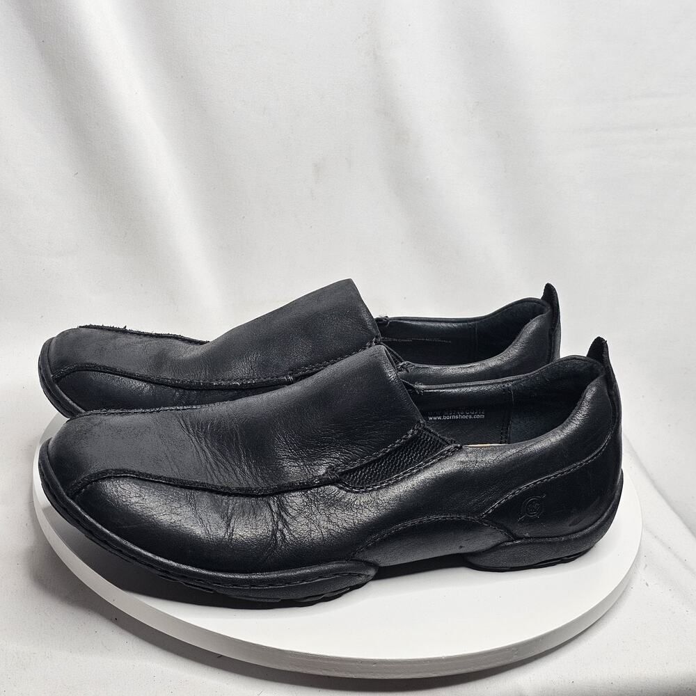 Born Black Leather Slip-On Comfort Loafers Mens‎ Size 9.5/43